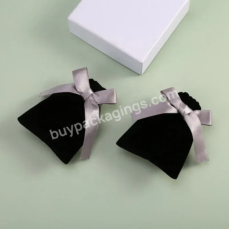 Black Velvet Bags With Logo Hot Sale Various Size Premium Gift Bags Nail Enamel Packaging Luxury Drawstring Bags