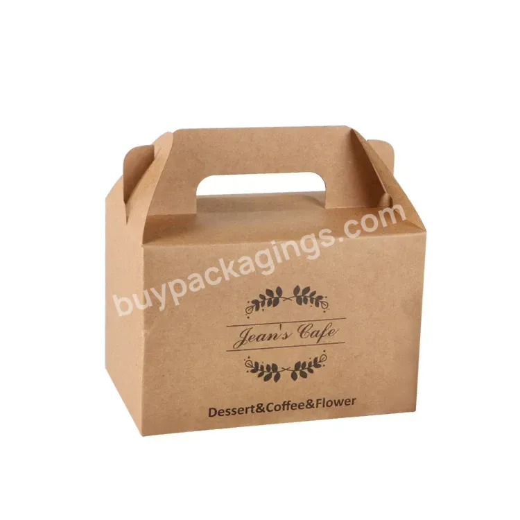 Brown Craft Cake Box Custom Printing Logo With Handle Wedding Box Packaging - Buy Brown Kraft Box,Cake Box With Handle,Custom Paper Box.