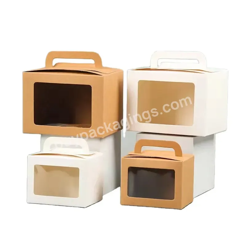 Cake Package Box Custom Size Kraft Paper Gift Dessert Packaging Box With Clear Pvc Window