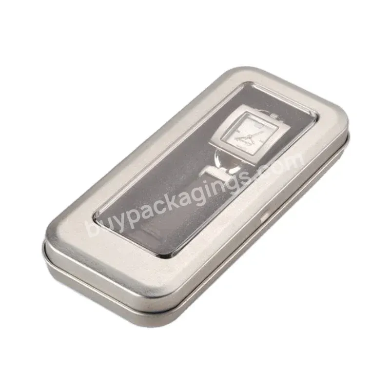 Cheap Rectangular Plain Metal Watch Tin Box With Pvc Window For Wholesale Custom Tin Packaging