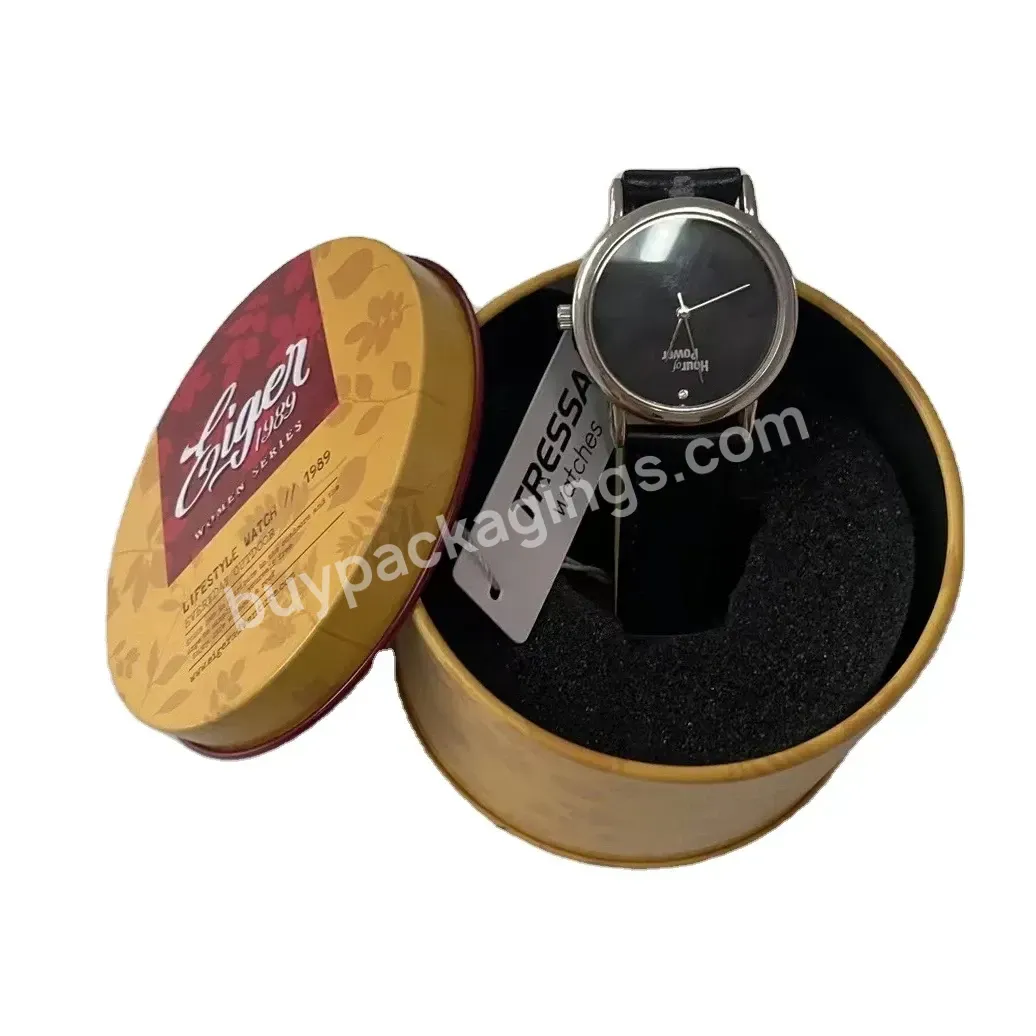 China Manufacturer Oem Round Metal Watch Tin Can Round Tin Box For Candy Cookie Biscuit Packaging Metal Tin Box