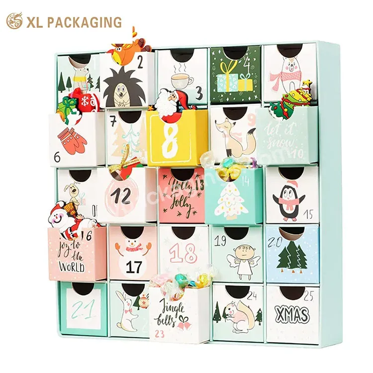 Christmas Calendar Box Gift Candy Chocolate 24 Drawer Advent Calendar Box With Logo - Buy Calendar Box,Gift Box,24 Gift Boxes.