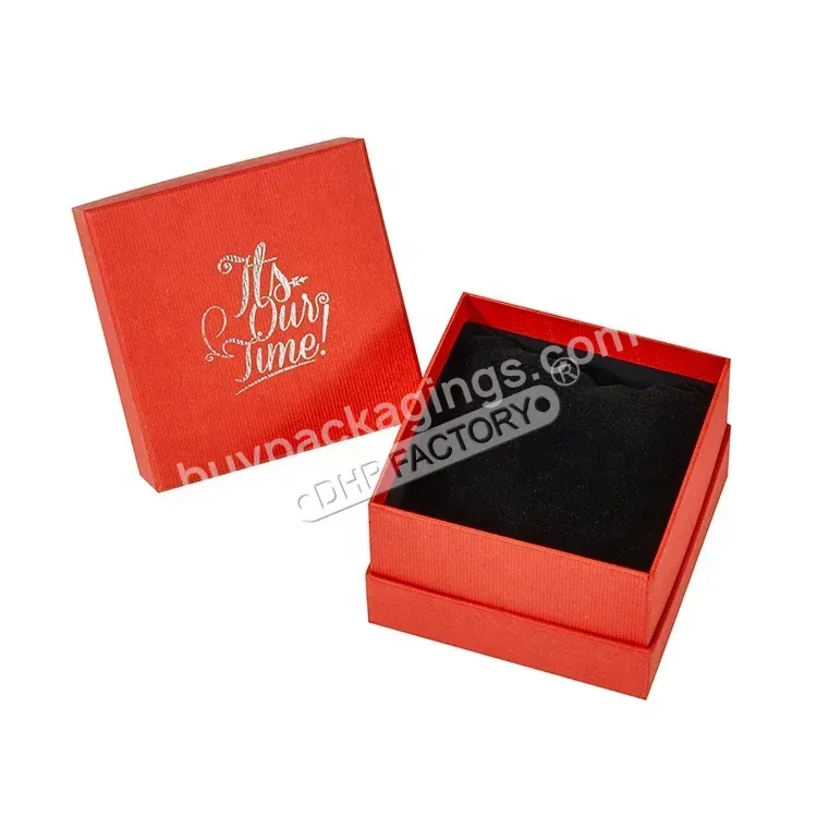 Christmas Hot-selling Custom Logo Red Handmade Texture Paper Rigid Cardboard Packaging Watch Gift Boxes With Black Velvet Pillow