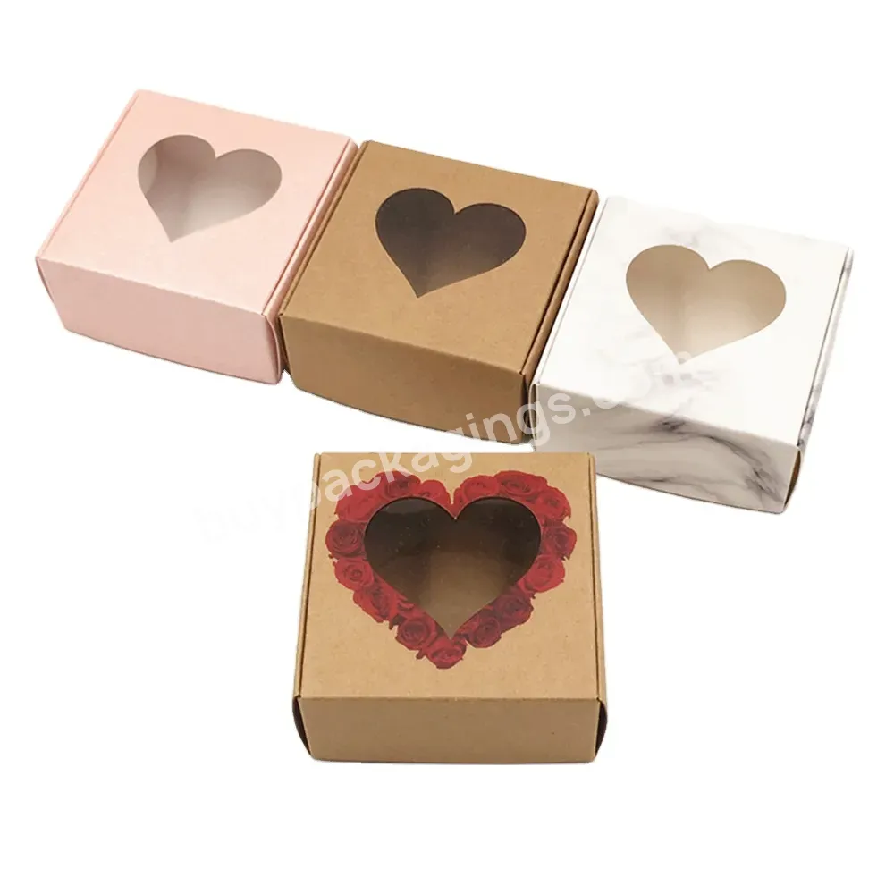 Classical Simple Design Kraft Paper Box For Wedding Candy Packaging With Hollow Heart Shape Window - Buy Low Price Custom Design Cheap Jewelry Packaging Paper Box With Logo Printed,Wholesale Small Middle Big Custom Size Paper Box For Clothing Packagi