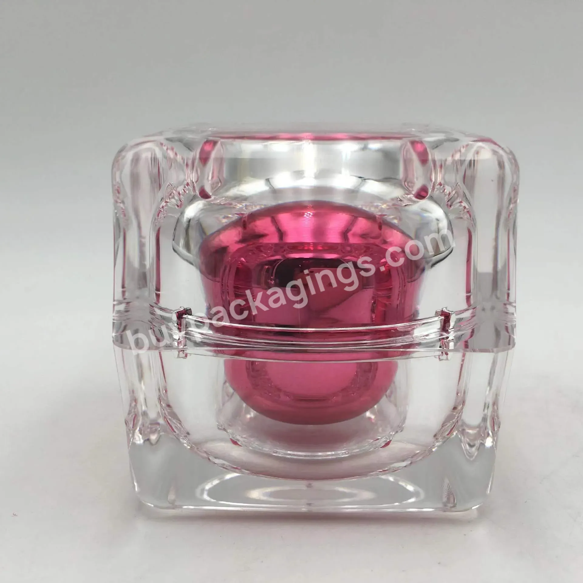 Clear Pink Square Luxury Diamond Crystal Empty Acrylic Plastic Cream Lipbalm Containers Cosmetic Jar With Lid - Buy Cosmetic Jar With Lid,Cosmetic Jar,Cream Container.