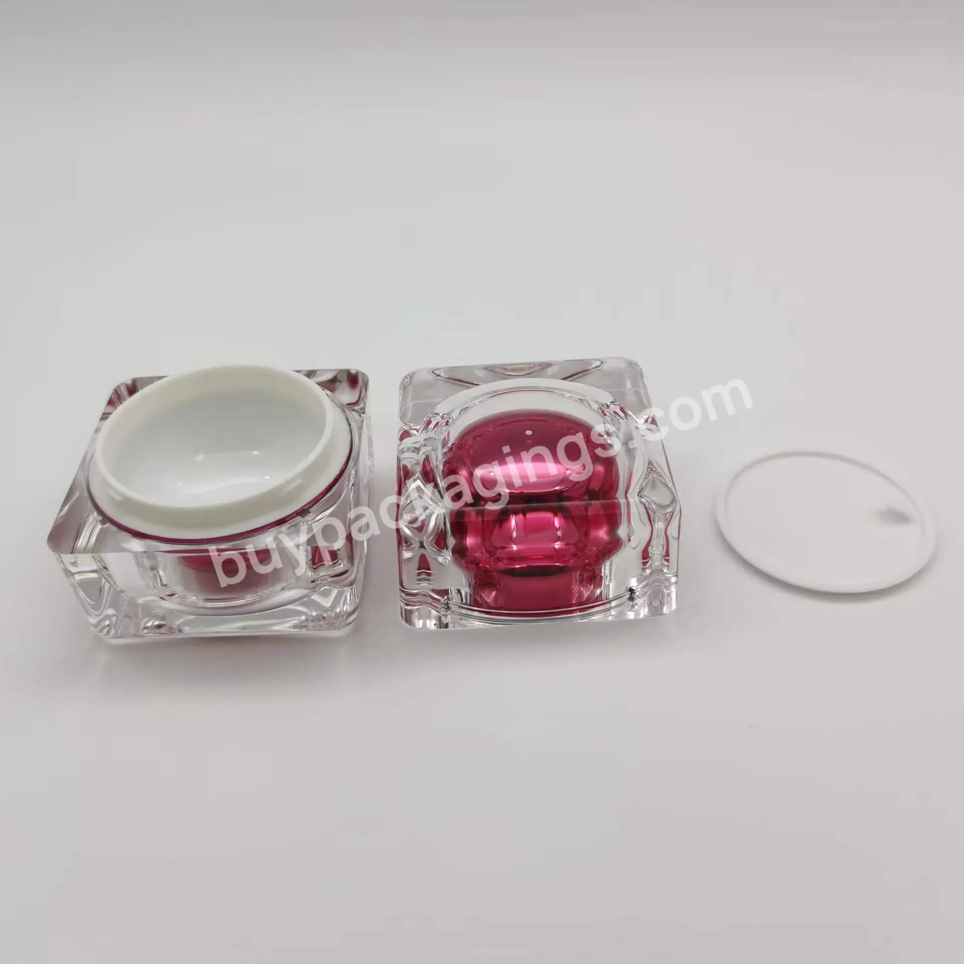 Clear Pink Square Luxury Diamond Crystal Empty Acrylic Plastic Cream Lipbalm Containers Cosmetic Jar With Lid - Buy Cosmetic Jar With Lid,Cosmetic Jar,Cream Container.