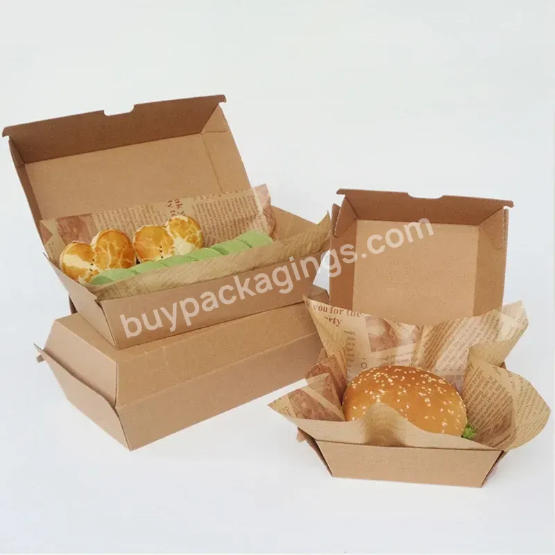 Corrugated Paper Burger Box Custom And Logo Design Food Grade Materials Hamburger Packaging Box