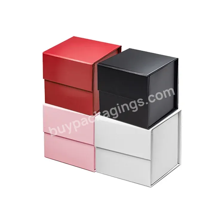 Custom Black Pink Small Premium Folding Packaging Jewelry Magnetic Candle Boxes With Logo For Candy Birthday Wedding - Buy Magnetic Candle Boxes,Jewerly Boxes With Logo,White Candle Boxes.