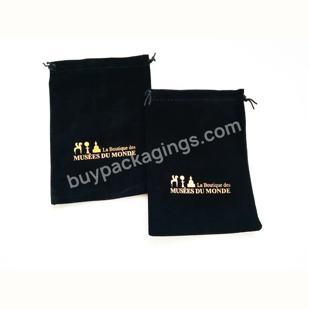 Custom Black Pouch Bag With Gold Logo