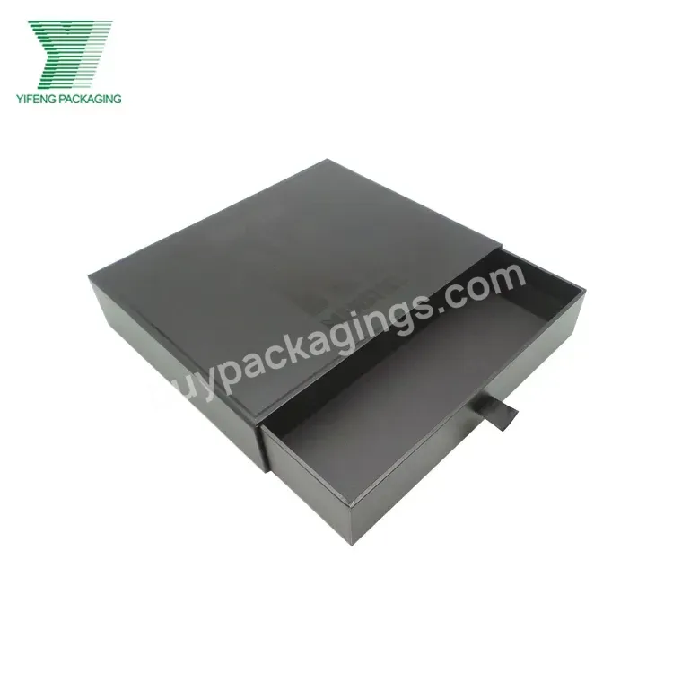 Custom Cardboard Sliding Boxes Black Drawer Gift Packaging With Ribbon Puller For Belt And Saddle For Accessories