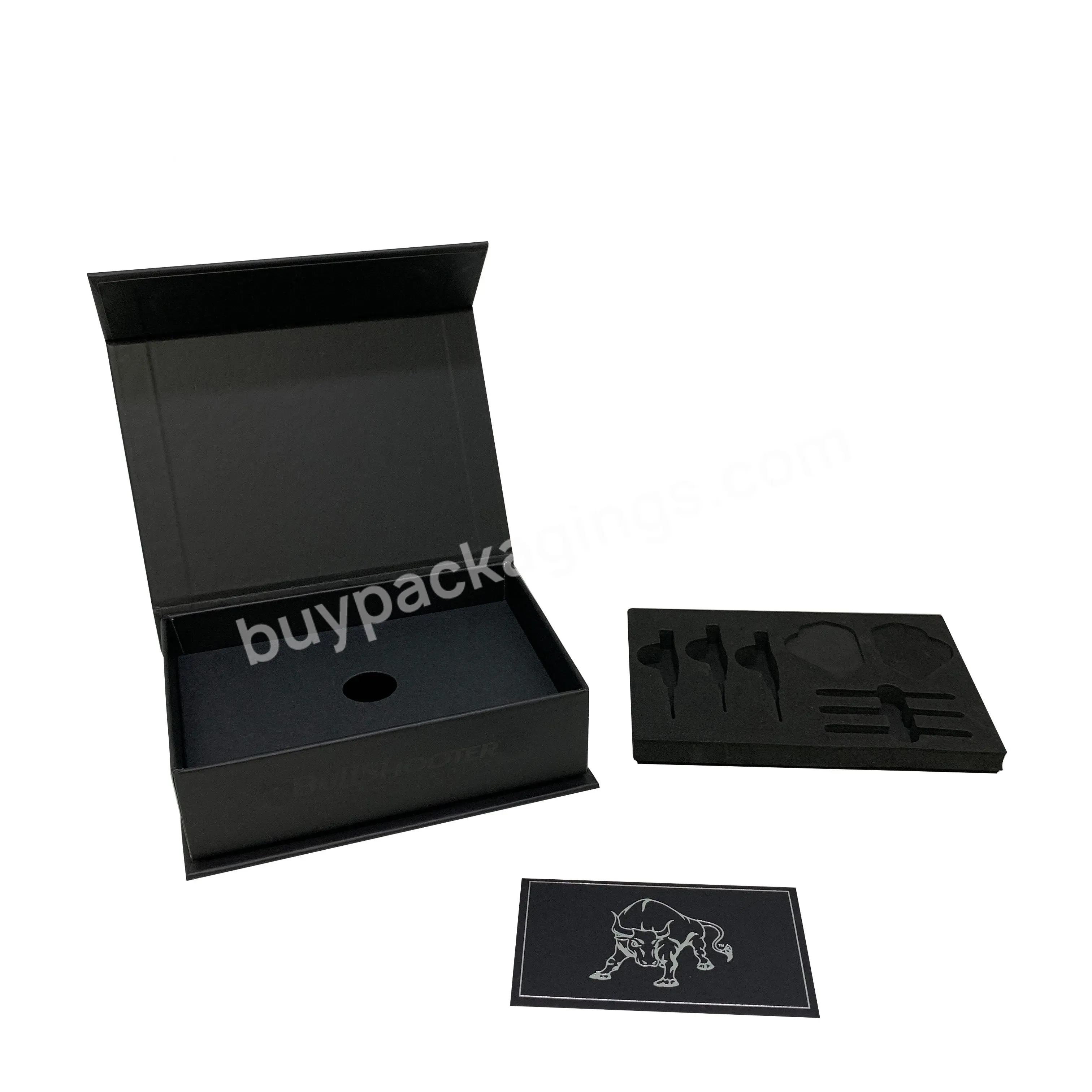 Custom Darts Spot Uv Logo Eva Insert Matte Black Magnetic Cardboard Box - Buy Black Cardboard Shoe Box,Magnetic Closure Cardboard Box,Fancy Cardboard Boxes.