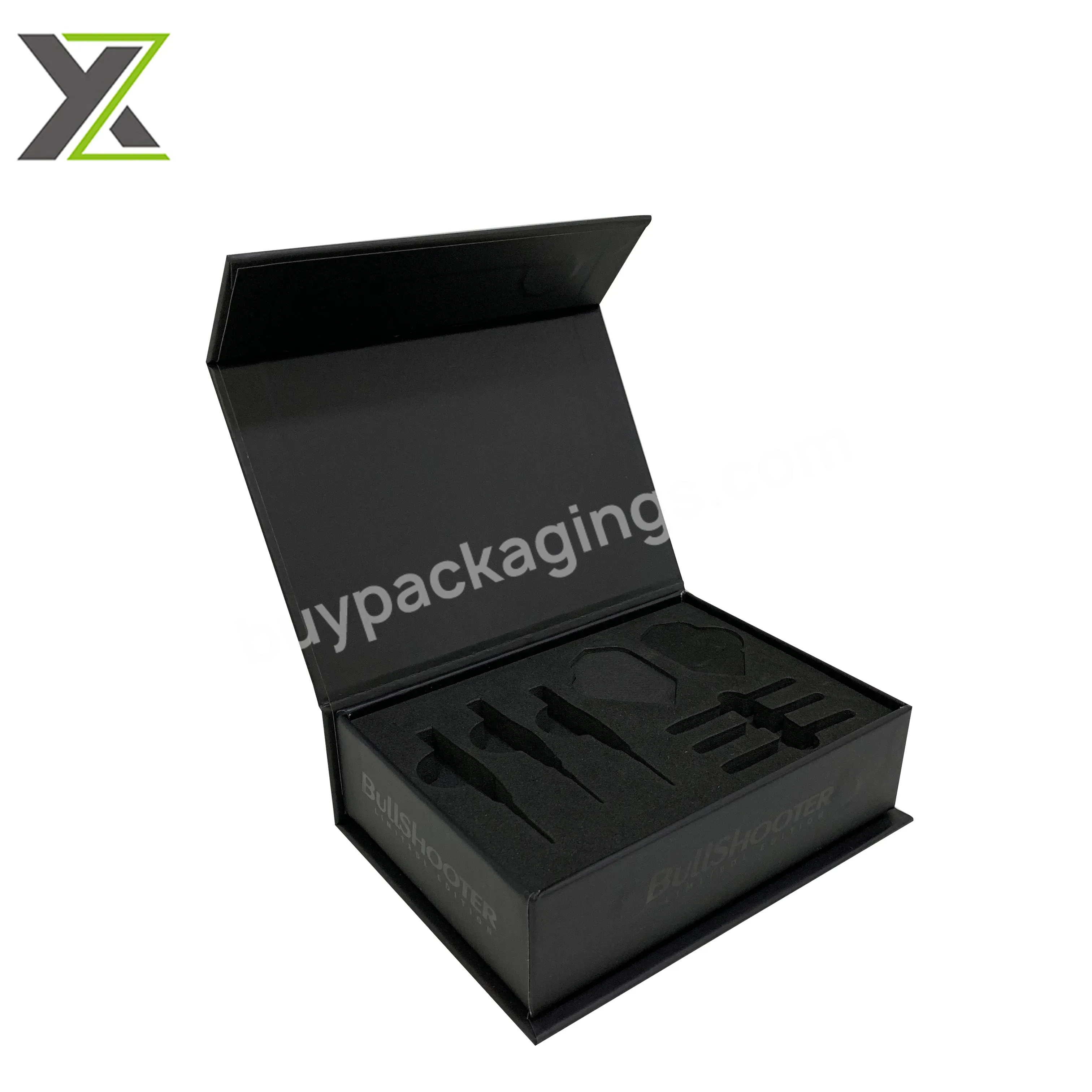 Custom Darts Spot Uv Logo Eva Insert Matte Black Magnetic Cardboard Box