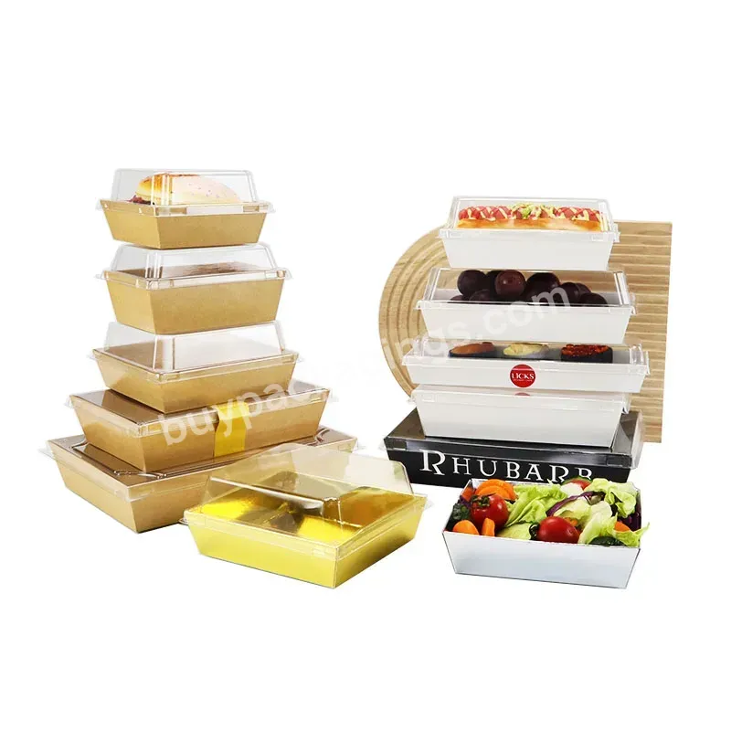 Custom Disposable Take Away Food Grade Kraft Paper Salad Box Take Away Packaging Boxes