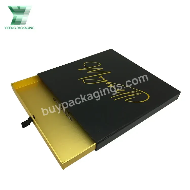 Custom Drawer Shape Gold Black Logo Unique Luxury Jewelry Box Cardboard Box For Apparel Slik Scarf Packaging