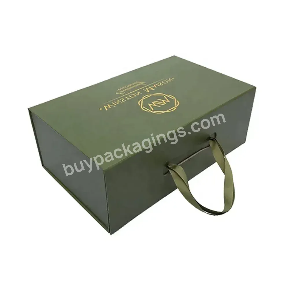 Custom Folding Luxury Magnetic Packaging Gift Box Green Underwear Clothing Shoe Cardboard Shipping Mailer Boxes With Handle - Buy Shipping Mailer Boxes With Handle.