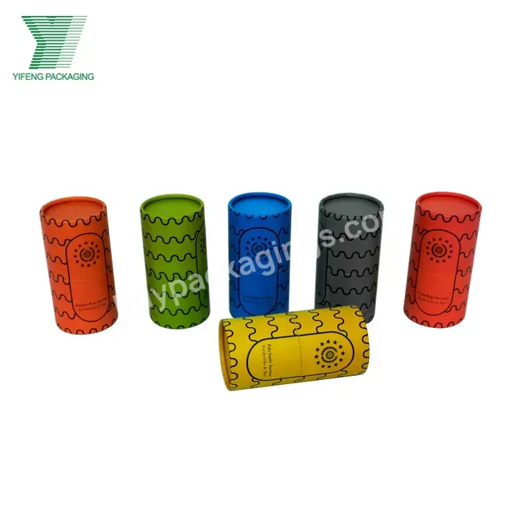 Custom Food Grade Offset Printing Cardboard Cylinder Tea Coffee Box Round Kraft Cardboard Black Paper Tube Packaging