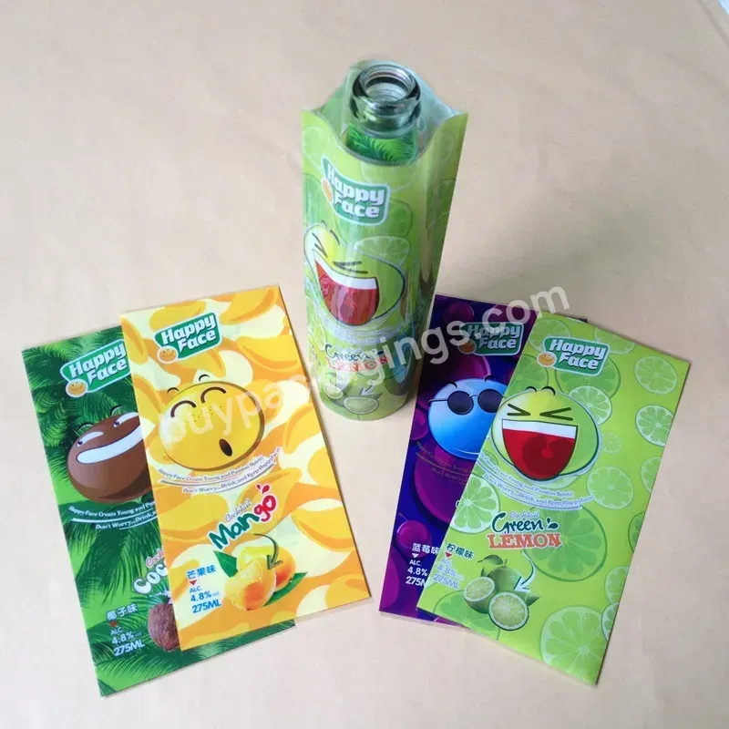 Custom Heat Shrinkable Pet Film Shrink Film Color Printing Packaging Labels Glass Plastic Beverage Bottle Shrinkable Labels - Buy Stickers,Custom Stickers,Packaging Labels.