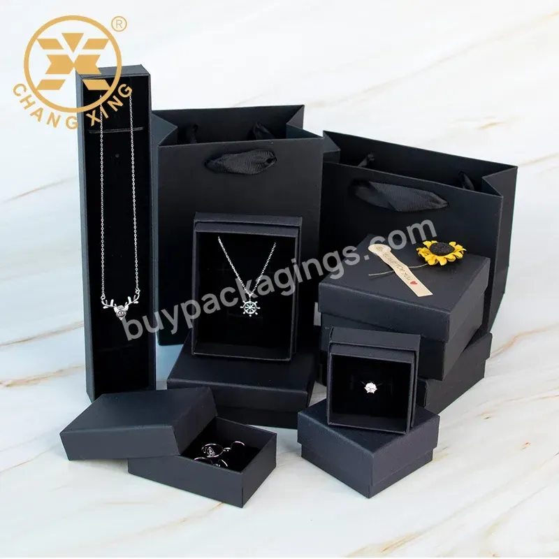 Custom Logo Cardboard Ring Jewelry Necklace Package Paper Box With Black Foam For Jewellery Packaging