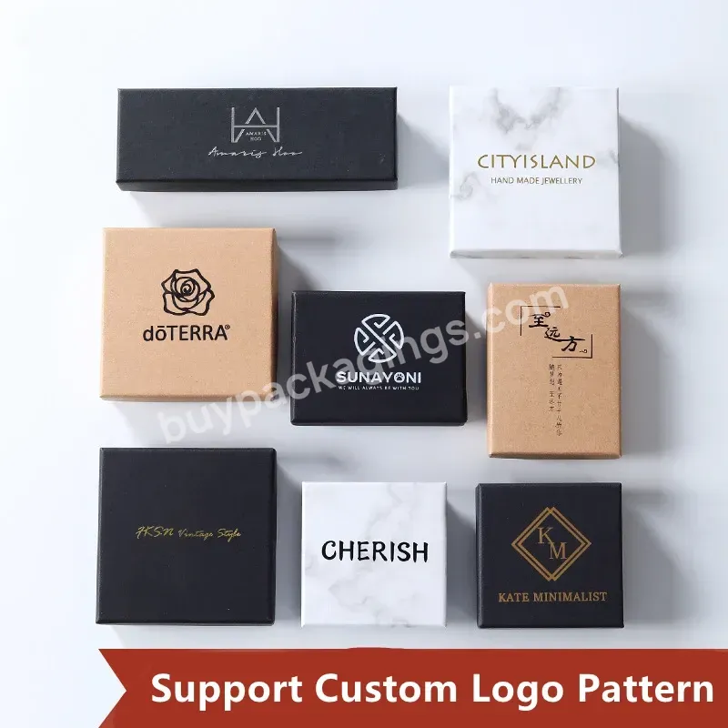 Custom Logo Cardboard Ring Jewelry Necklace Package Paper Box With Black Foam For Jewellery Packaging