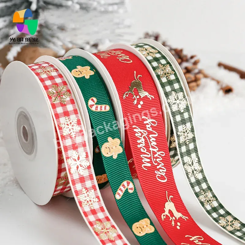 Custom Logo Double Sided 100% Polyester Printing Christmas Silk Satin Ribbon For Gift Packaging