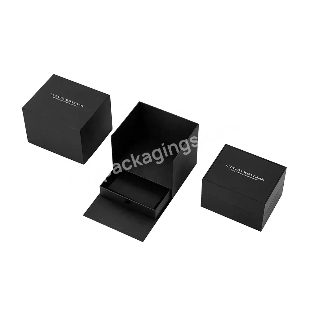 Custom Logo Matte Leatherette Foil Stamped Cardboard Watch Packaging Gift Box Cajas Reloj With Velvet Pillow