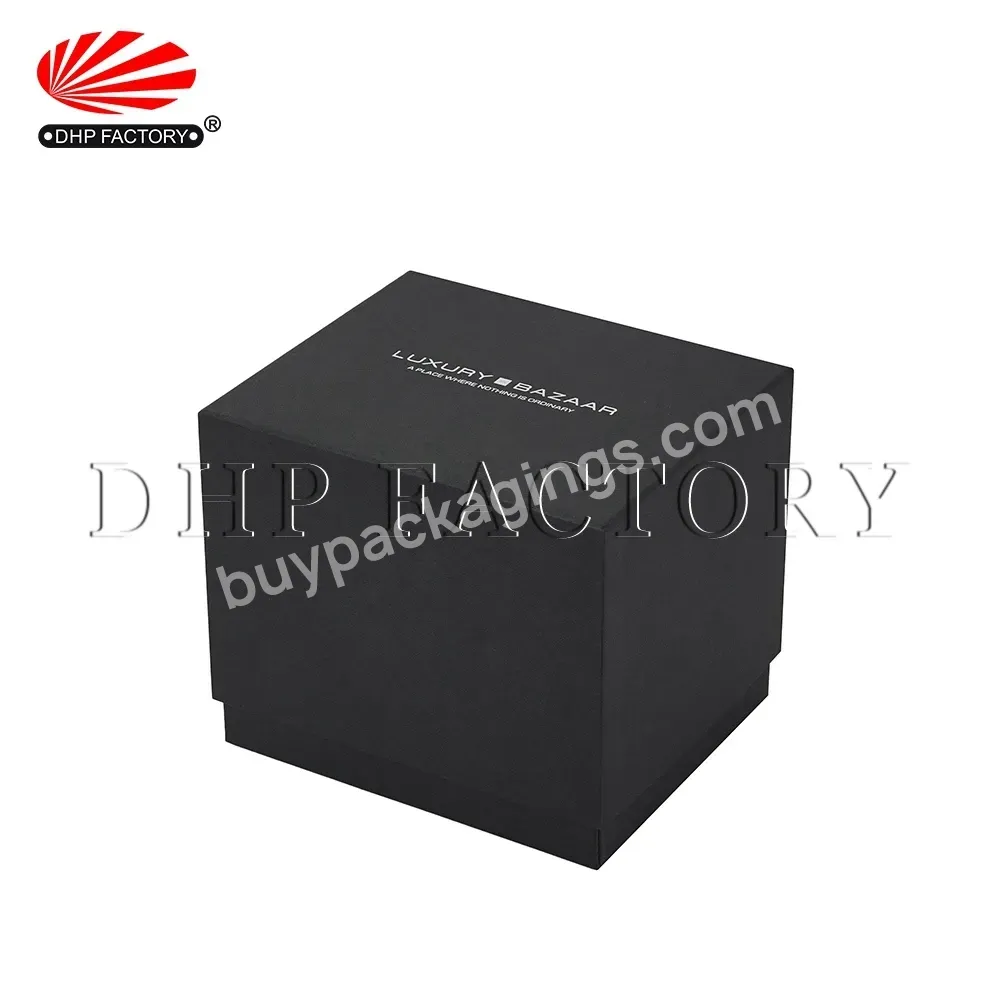 Custom Logo Matte Leatherette Foil Stamped Cardboard Watch Packaging Gift Box Cajas Reloj With Velvet Pillow