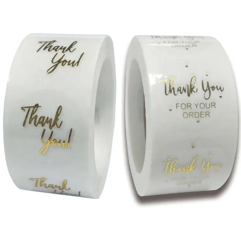 Custom Logo Printing Roll Transparent Labels Clear Gold Foil Self Adhesive Private Logo Sticker Labels