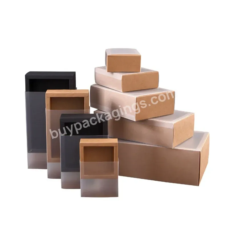 Custom Logo Printing Wholesale Cheap Recycled Kraft Paper Storage Box With Transparent Pv