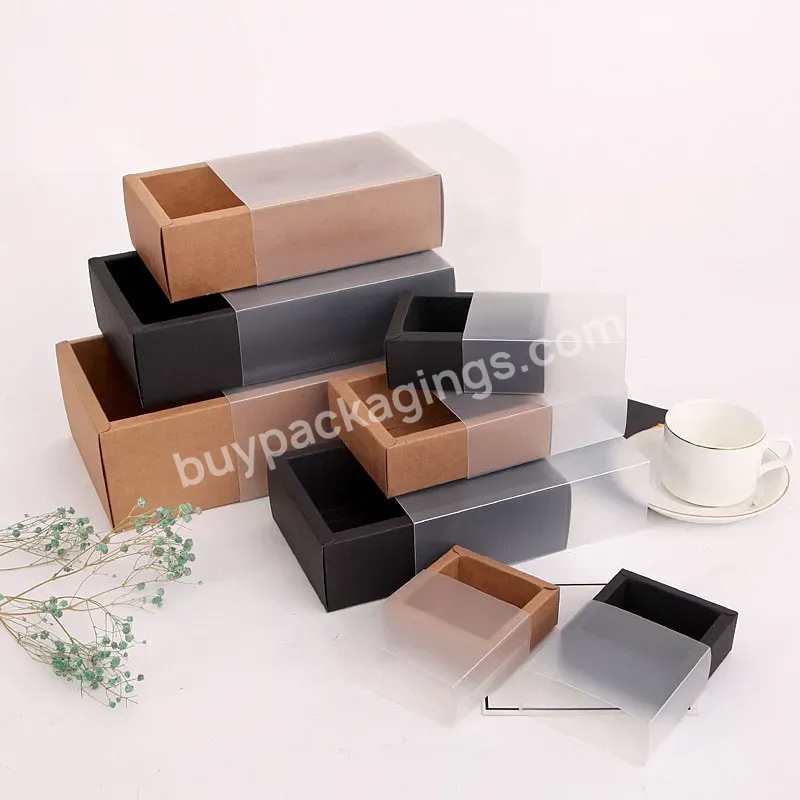 Custom Logo Printing Wholesale Cheap Recycled Kraft Paper Storage Box With Transparent Pv