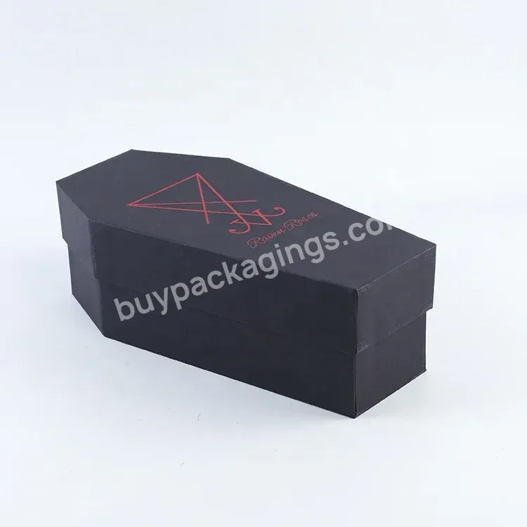 Custom Logo Red Hot Foil Stamping Coffin Shaped Cardboard Jewelry Gift Packaging Box With Middle Layer - Buy Coffin Shaped Cardboard Gift Box,Coffin Box,Coffin Jewelry Gift Box.