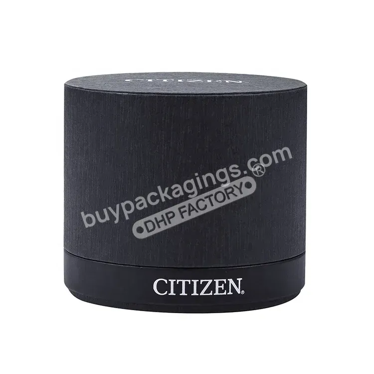 Custom Logo Special Paper Round Tube Black Single Watch Box Display For Watch Strap Box Packaging With Flocking Pillow