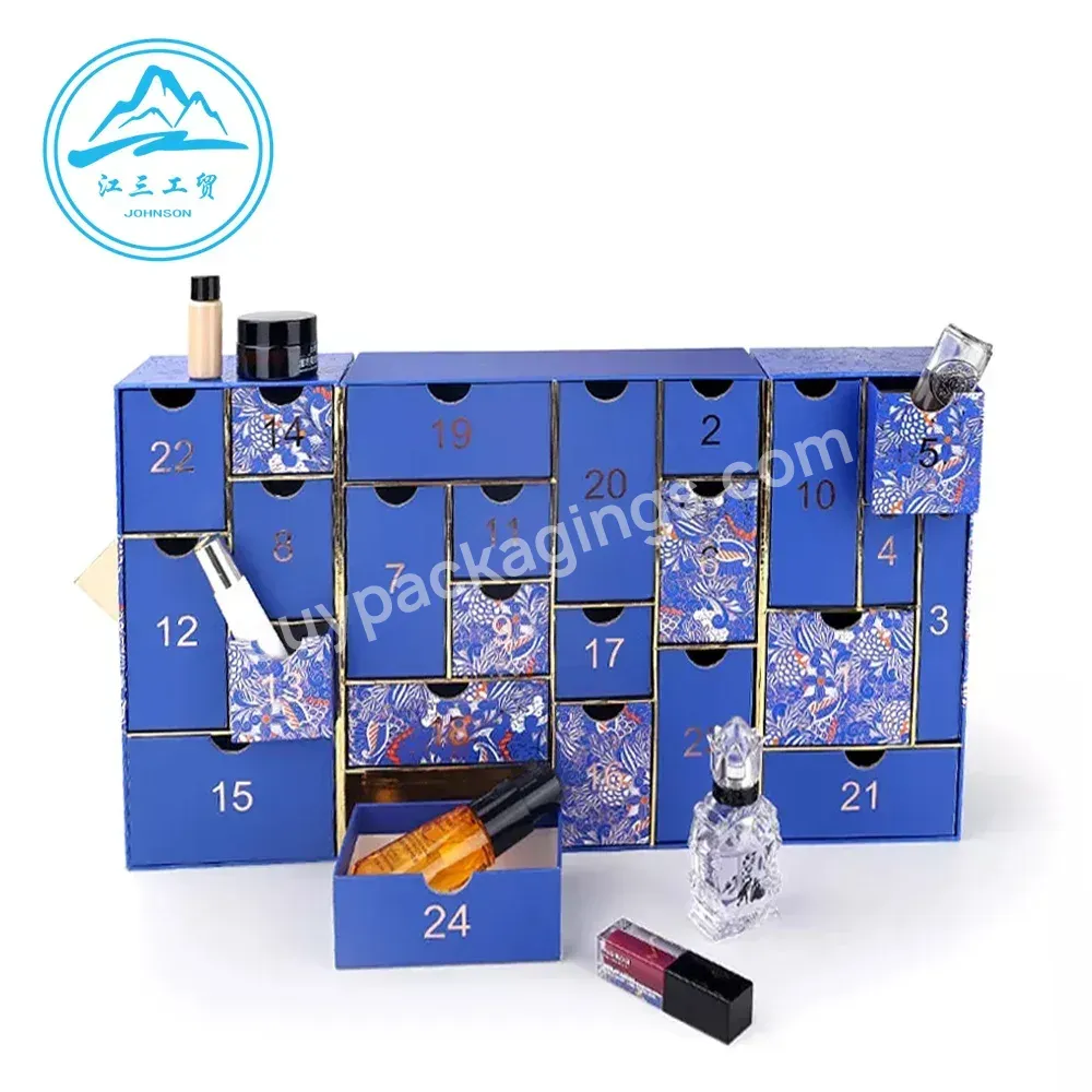 Custom Low Moq 24 Days / 12 Days Beauty Cosmetic Storage Large Drawers Cardboard Christmas Gift Advent Calendar Packaging Boxes - Buy 2023 Blue Christmas Surprise Beauty Cosmetic Mistery Luxury Advent Calendar Packaging Box,2022 Wholesale Low Moq Toy