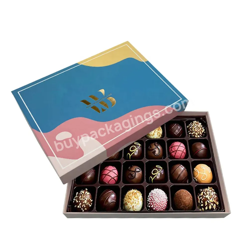 Custom Luxury Chocolate Bar Package Box Packing Gift Boxes With Paper Divider Tray Insert For Food Sweets Square Hard Cardboard