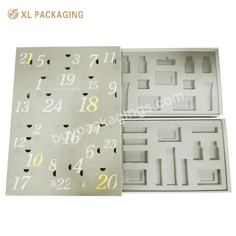 Custom Luxury Christmas Makeup Count Down Box Cosmetic Advent Calendar Packaging Box Advent Calendar Gift Box With Flocked Tray - Buy Custom Luxury Christmas Makeup Count Down Box With Flocked Tray,Eco-friendly Cosmetic Advent Calendar Packaging Box,