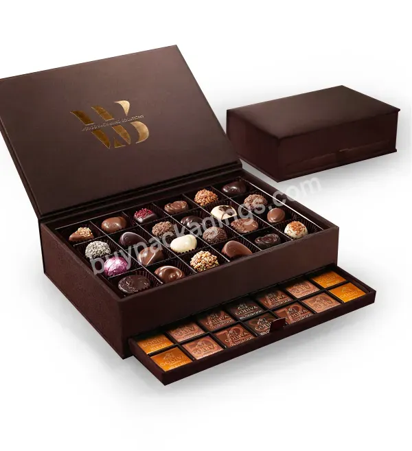 Custom Luxury Printed Chocolate Gift Box - Buy Truffles Packaging Box Luxury 2021 Latest Products Eco-friendly Paper Bar Boxes Package Wholesale Black Magnetic Empty Paper,Grids Food Grade Box For Candle Jar 2 Piece Candles Gift Box Set Ribbon Decora