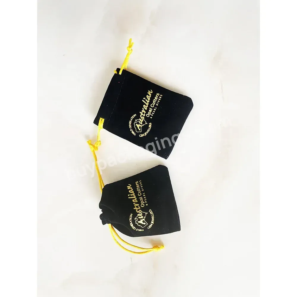 Custom Printed Drawstring Jewelry Pouch Velvet Pouch Bag Jewellery Pouches With Foil Gold Logo