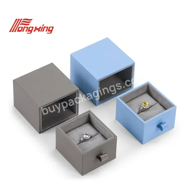 Custom Small Colorful Paper Cardboard Ring Drawer Packaging Jewelry Box And Bag With Logo Printed