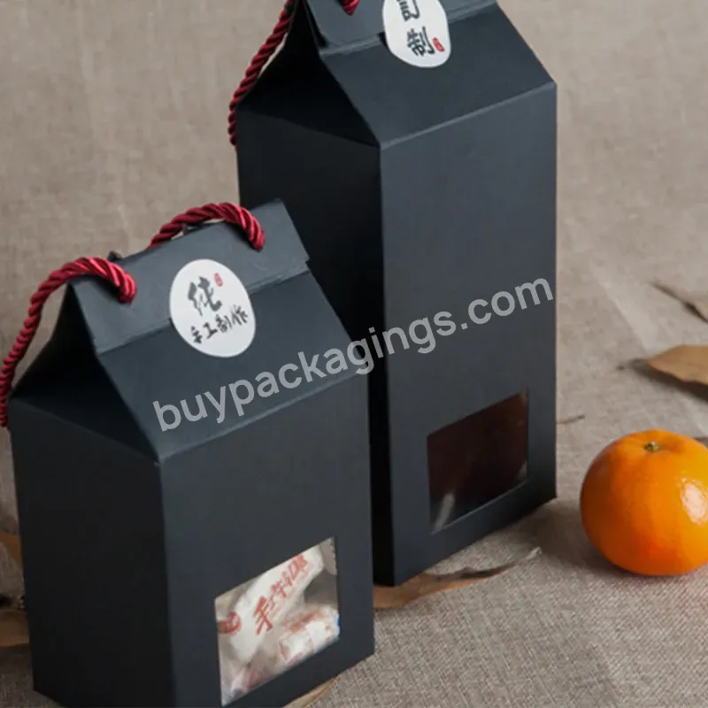 Custom Wholesale House Shape Kraft Paper Box Bag With Window And Cotton Handle Free Customized Sticker For Candy Chocolate - Buy Custom Color Logo Eco Friendly Kraft Paper Printed Cardboard Paper Sweet Boxes Special Paper Wedding Favors,Party Caterin