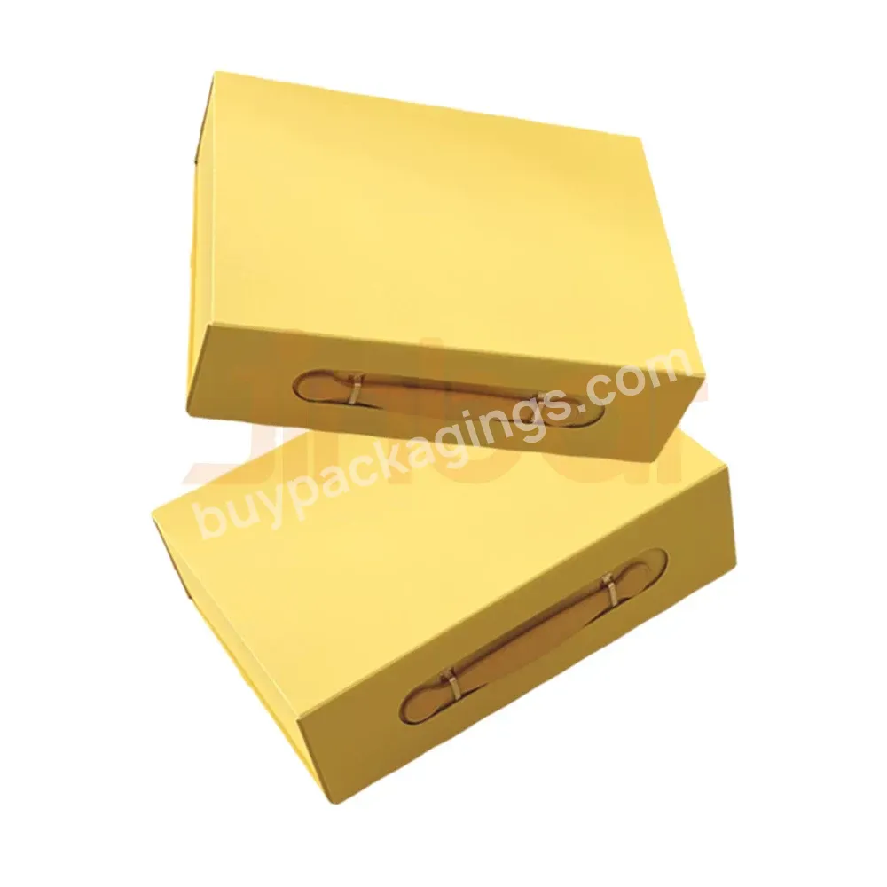 Customizable Premium Gift Boxes Yellow Packaging Dress Box Packaging With Handle Foam Insert For Wedding Proposal Ring Box