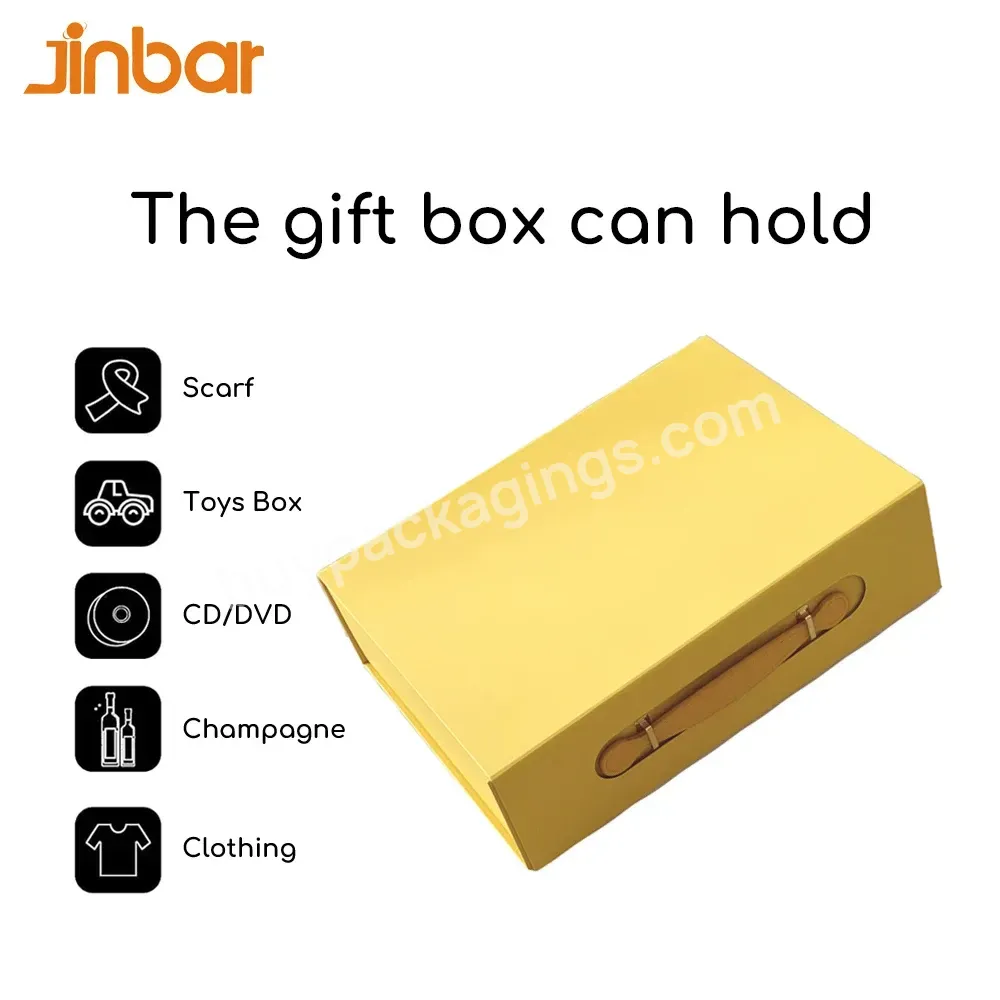 Customizable Premium Gift Boxes Yellow Packaging Dress Box Packaging With Handle Foam Insert For Wedding Proposal Ring Box