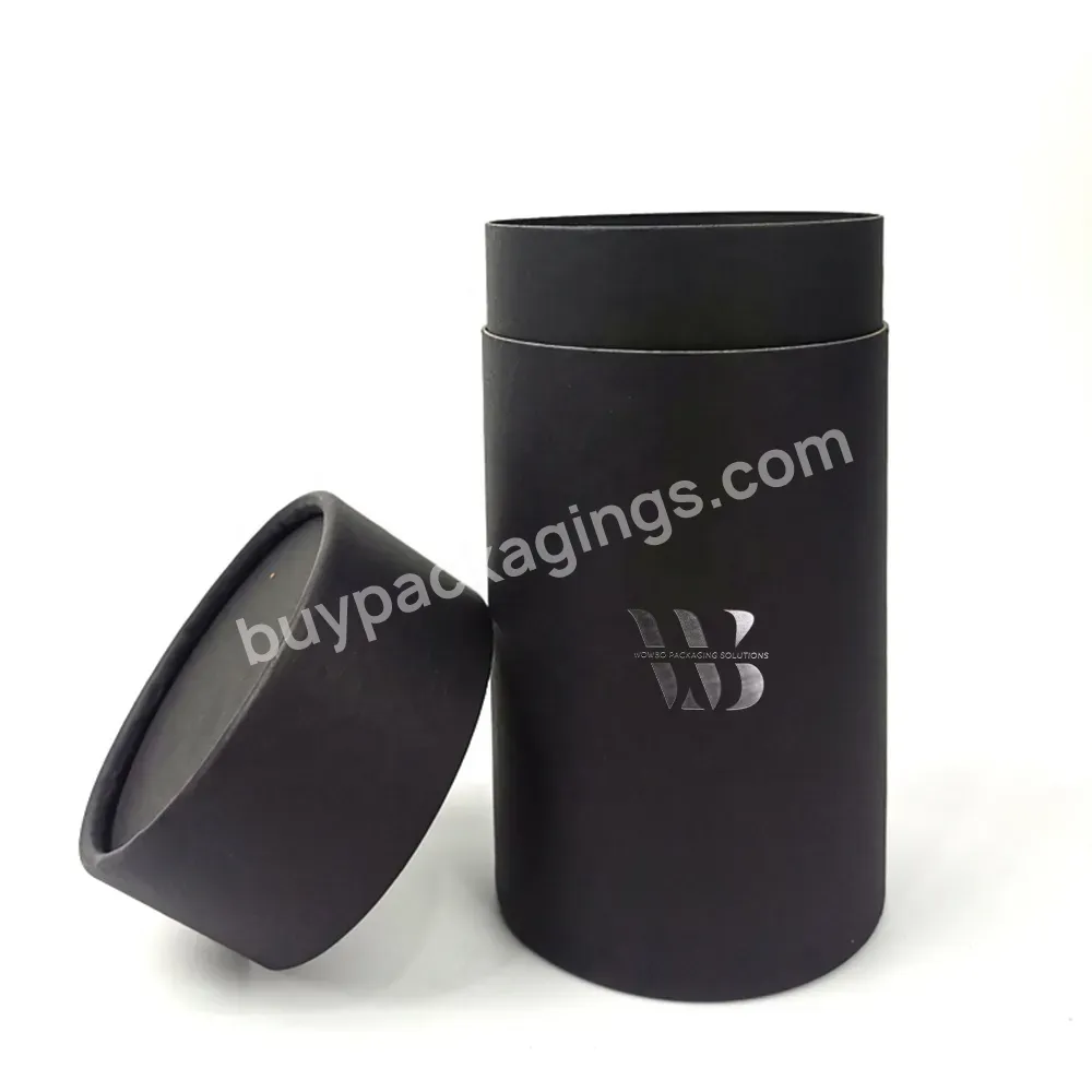 Customized Logo Printing Matte Black Cylinder Gift Box For Chocolate Bar Packaging With Lids With Big Capacity