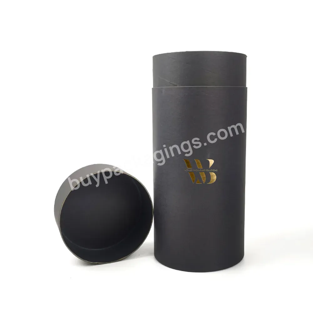 Customized Logo Printing Matte Black Cylinder Gift Box For Chocolate Bar Packaging With Lids With Big Capacity