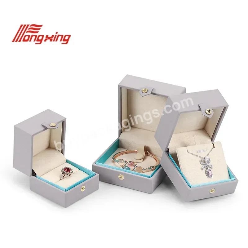 Customized Luxury Gray Leather Jewelry Boxes With Logo For Bracelets And Other Pieces Paper Gift Box