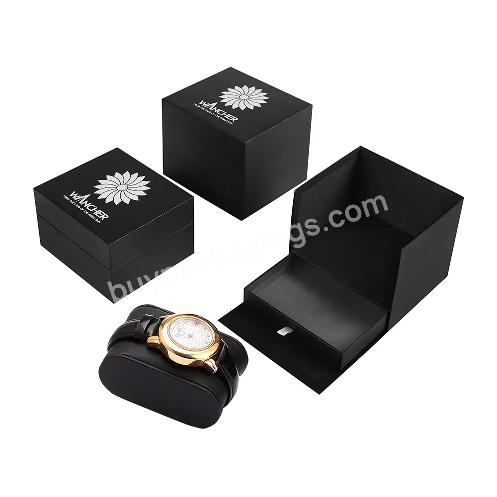 Customized Travel Soft Touch Matte Gift Packaging Rigid Cardboard Paper Custom Luxury Logo Men Watch Set Storage Box Case 3 Slot