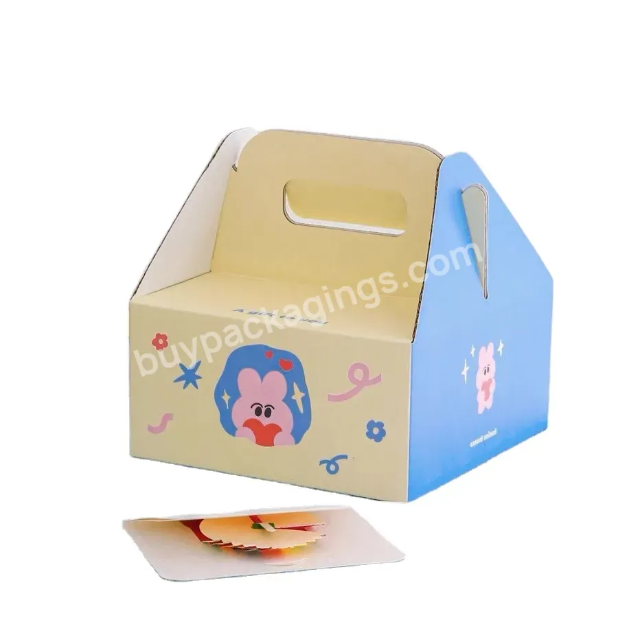 Cute Fancy Design Private Brand Croissant Packaging Cardboard Box With Handle