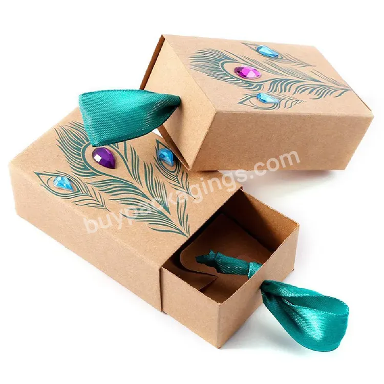 Drawer Design Jewelry Brown Kraft Paper Packaging Gift Box With Ribbon - Buy Kraft Paper Box,Brown Kraft Paper Box,Kraft Paper Gift Box.