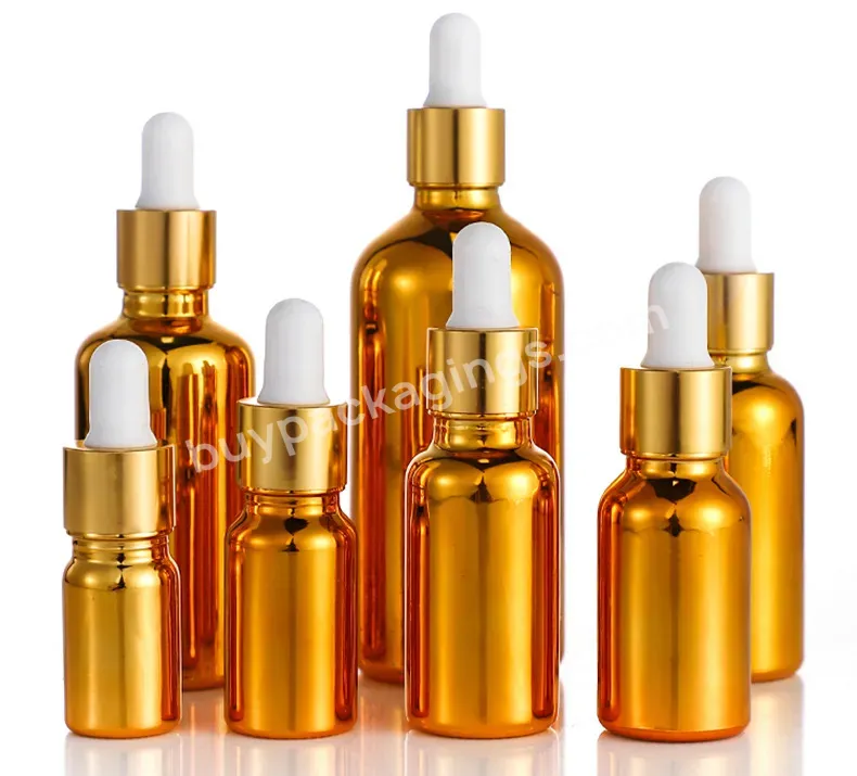 Empty Fancy Gold 15ml 30ml Dropper Bottles For Serum And Essence Oil - Buy 30 Ml Serum Glass Bottle,Serum Bottle Bamboo,Gold Bottle Serum.