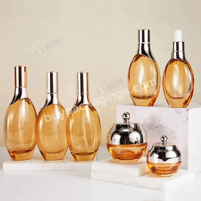 Empty Luxury Custom 30ml 50ml 100ml 120ml 150ml Glass Pump Bottle For Lotion And Serum 30g 50g Cream Jar - Buy Glass Pump Bottle,Gold Glass Bottles,Cosmetics Glass Bottle.