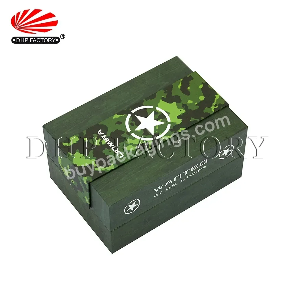 Factory Supply Custom Logo Luxury Art Paper Watch Storage Strap Gift Packaging Cardboard Green Watch Box