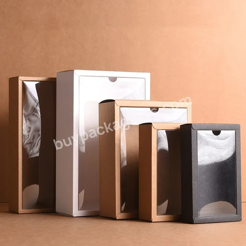 Folding Transparent Pvc Window Gift Packaging Box Candy Favors Arts Kraft Display Package Box